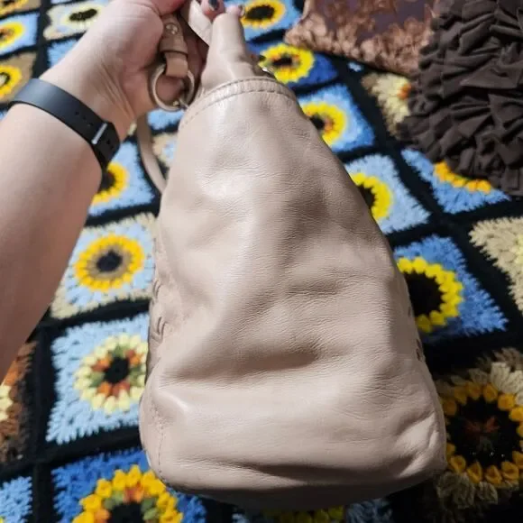 Coach North South Woven Leather Tote Shoulder Bag in Pinkish Leather - Picture 6 of 9